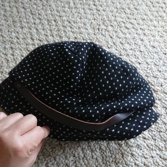 Italy yarn/wool black white dotted winter hat main image 8